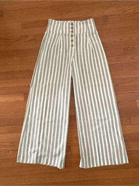 GIANNI BINI STRIPED COTTON WIDE LEG PANTS SIZE 4 NEW ORIG. 128.